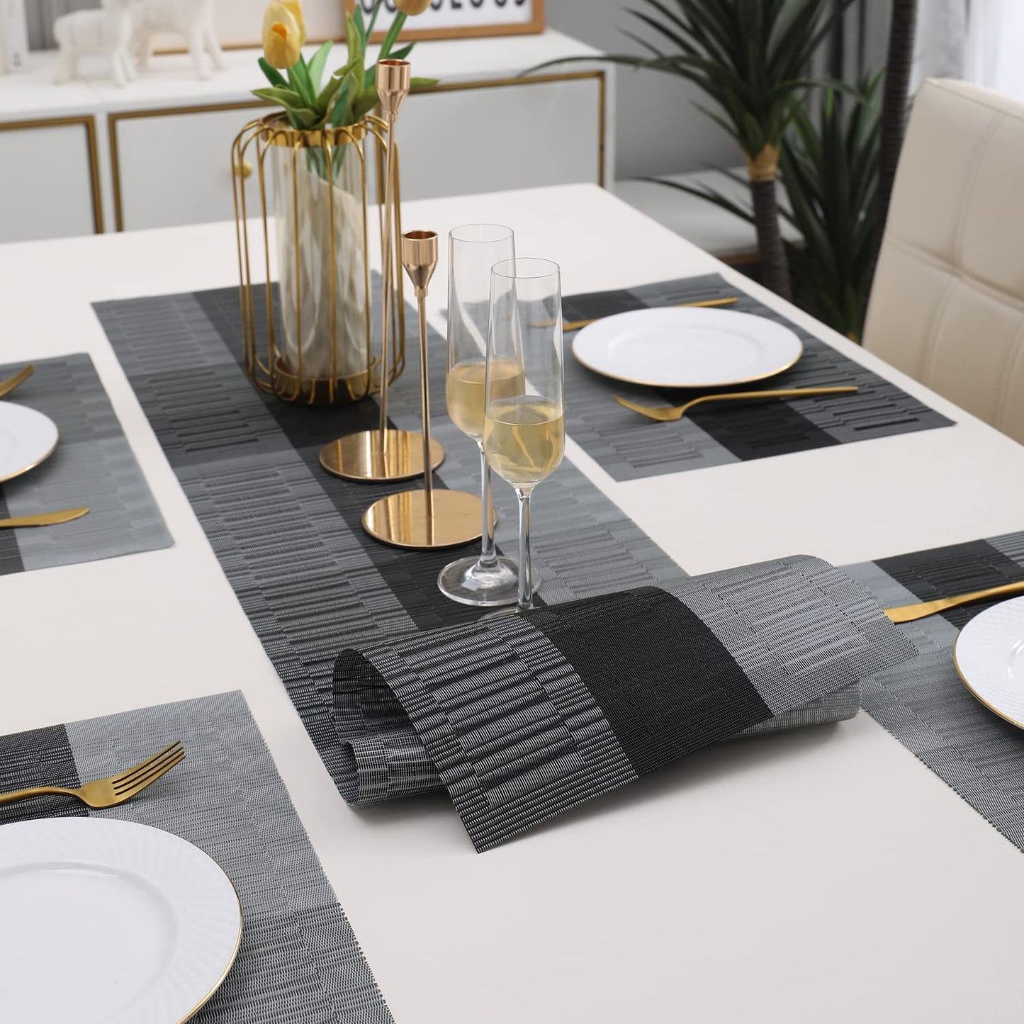 PVC Dining Table Mats, Grey