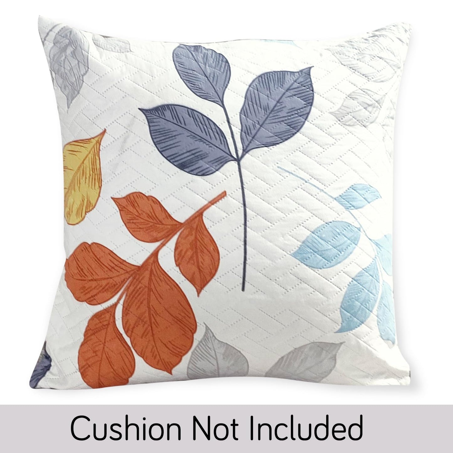 HOKIPO Printed Quilted Sofa Cushion Cover Pack of 2, Multicolor Leaves