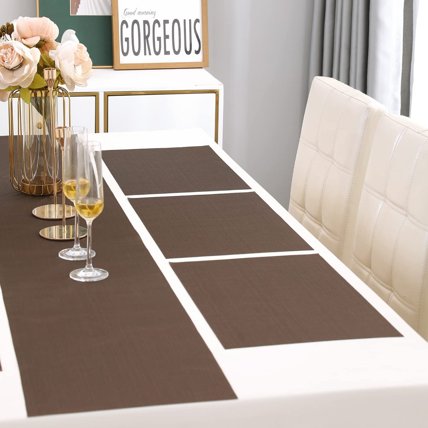 PVC Dining Table Mats, Brown