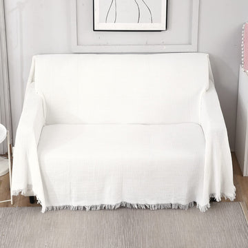White colour polycotton 3 seater sofa throw
