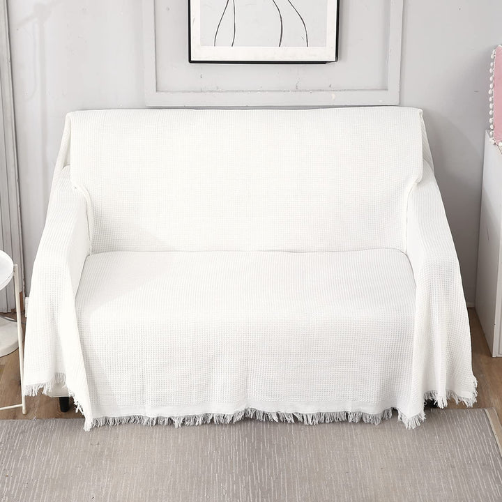 White colour polycotton 3 seater sofa throw
