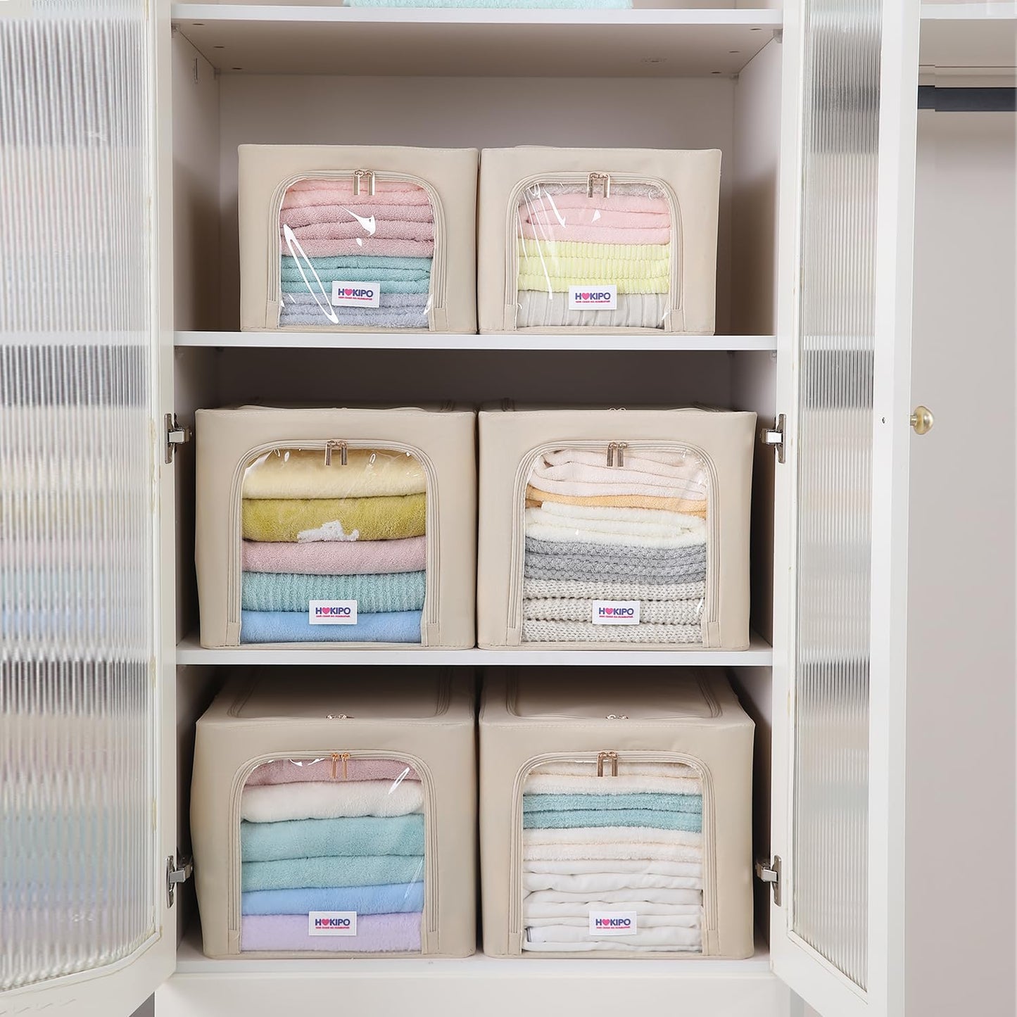 600D Oxford Fabric Wardrobe Organizer for Storage - Beige