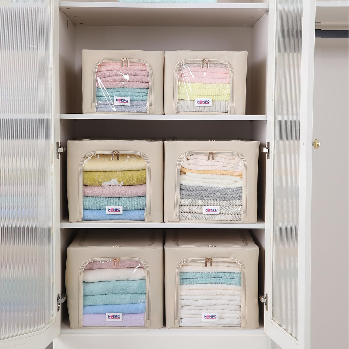 600D Oxford Fabric Wardrobe Organizer for Storage - Beige
