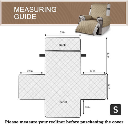 Quilted Recliner Chair Cover With Side Pockets for 1 Seater Sofa, Sand Brown