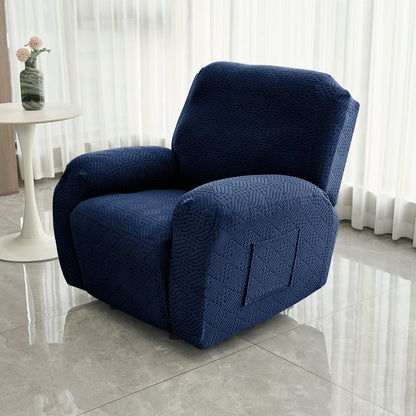 Premium 170 GSM Jacquard Fully Covered Recliner Sofa Cover for 1/2/3 Seaters, Navy Blue