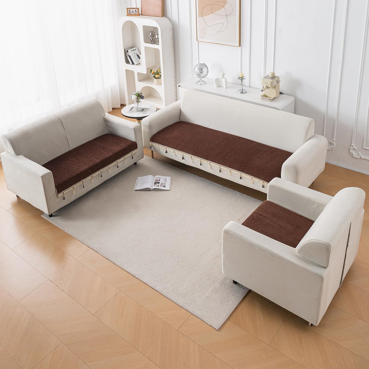 Serenity Tassel Chenille Sofa Cover with Tassel – Chestnut Luxe