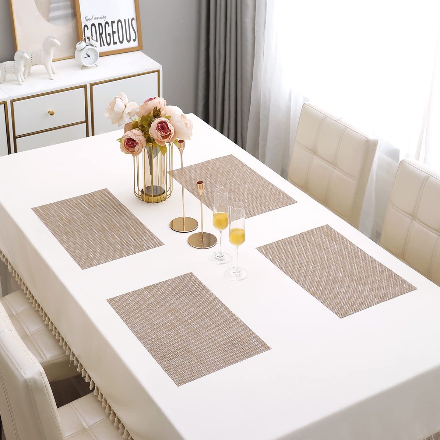 PVC Dining Table Mats, Beige