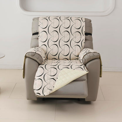 Quilted Recliner Water Repellent & Waterproof Cover for Small / Large - Natural Beige Abstract Art