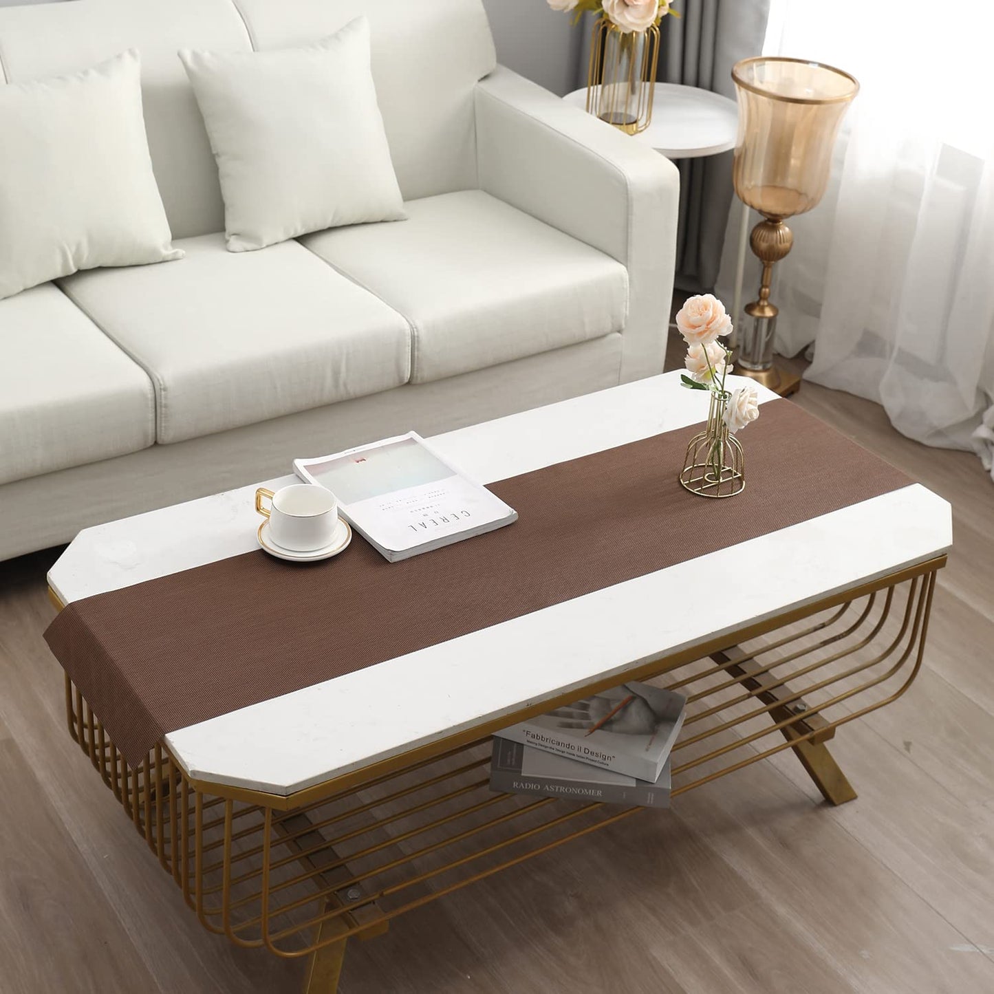 PVC Table Runner, Brown