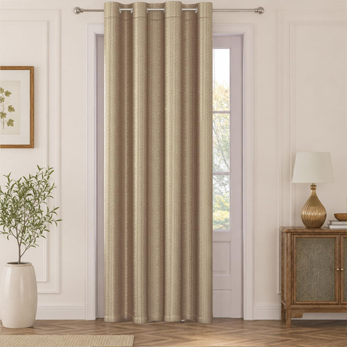 HOKIPO Royal Blend Eyelet Curtains, 7 Feet Long - Mocha Brown - image 2