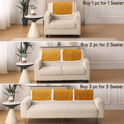 'Italian Caelora' Luxury Jacquard Plush Anti-Slip Sofa Cover Mat - Honey Yellow