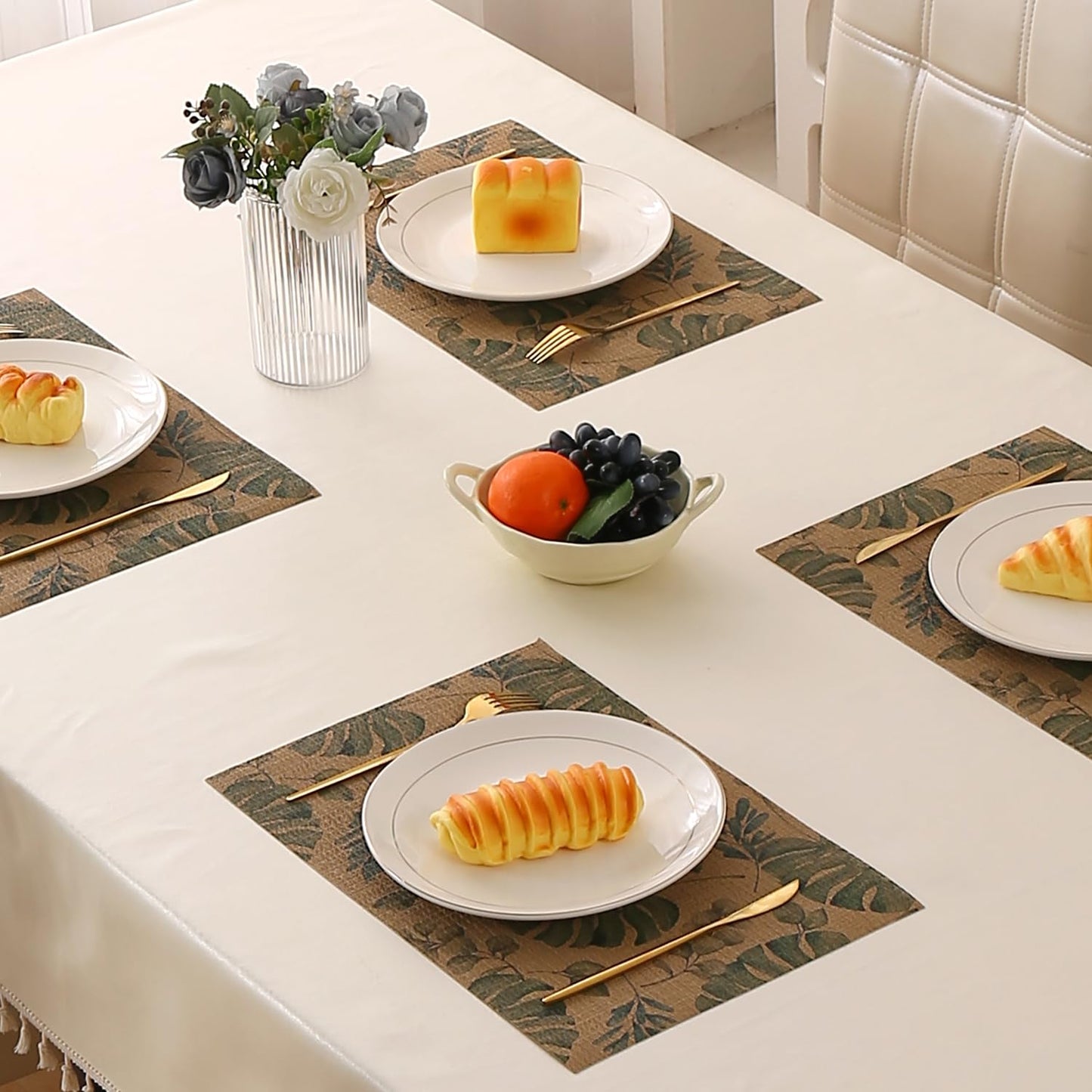 Botanical Tropic PVC Mats for Dining Table - Monstera Leaves