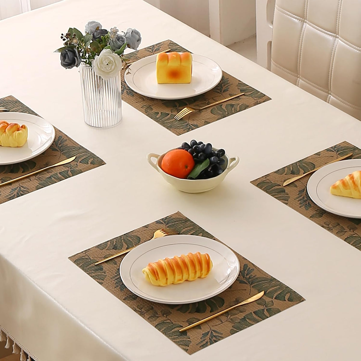 Botanical Tropic PVC Mats for Dining Table - Monstera Leaves