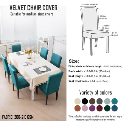 Elastic Stretchable Premium Velvet Dining Chair Cover, Turquoise