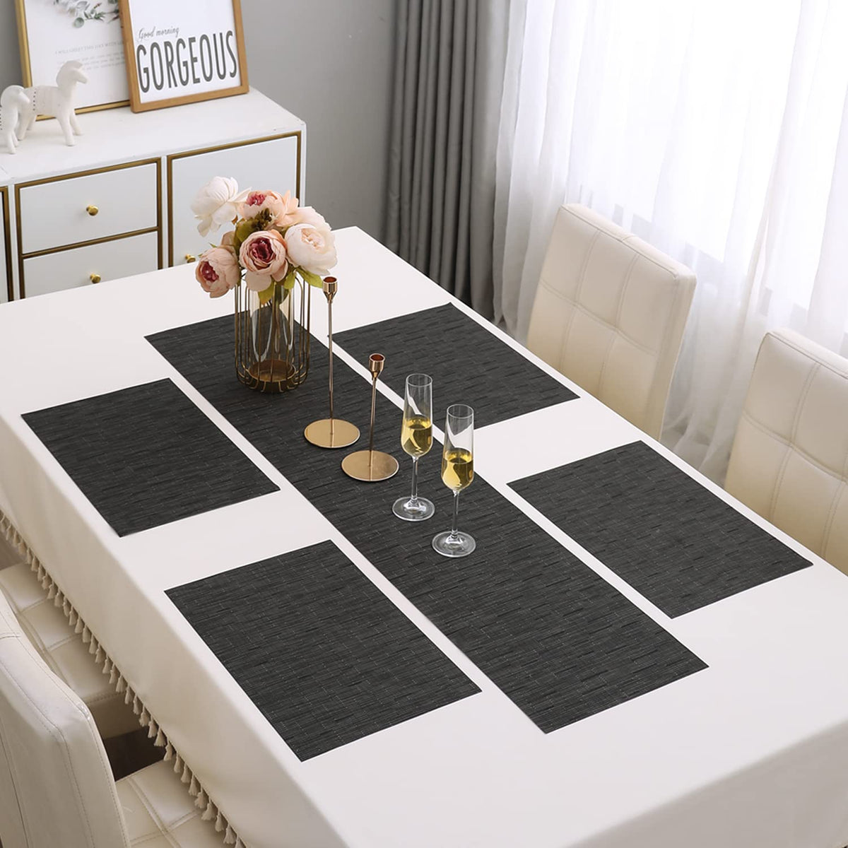 PVC Dining Table Mats, Black