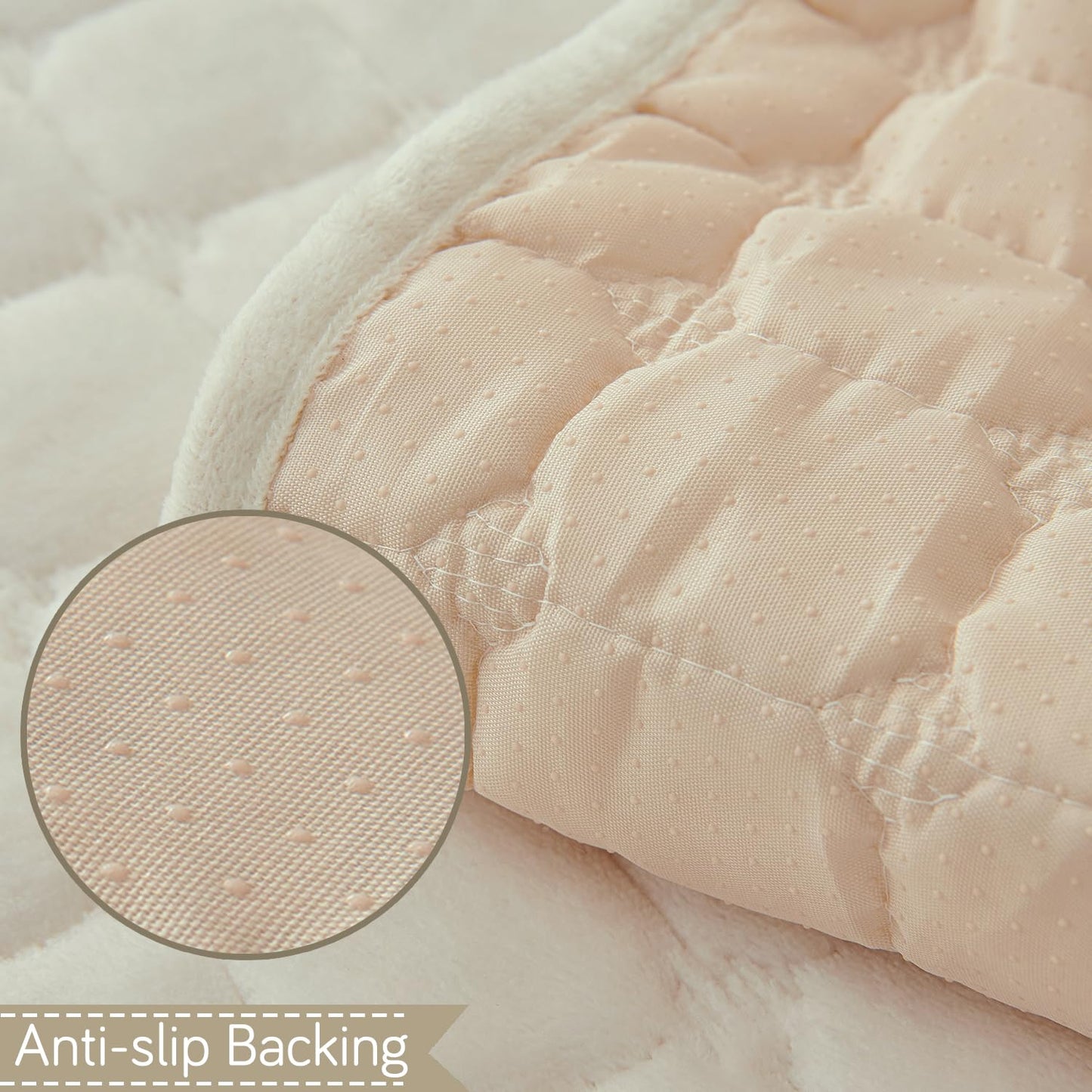 BelleLace Series Imperial Milk Velvet Sofa Cover Mat with Lace Design - Pearl White