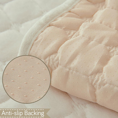BelleLace Series Imperial Milk Velvet Sofa Cover Mat with Lace Design - Pearl White