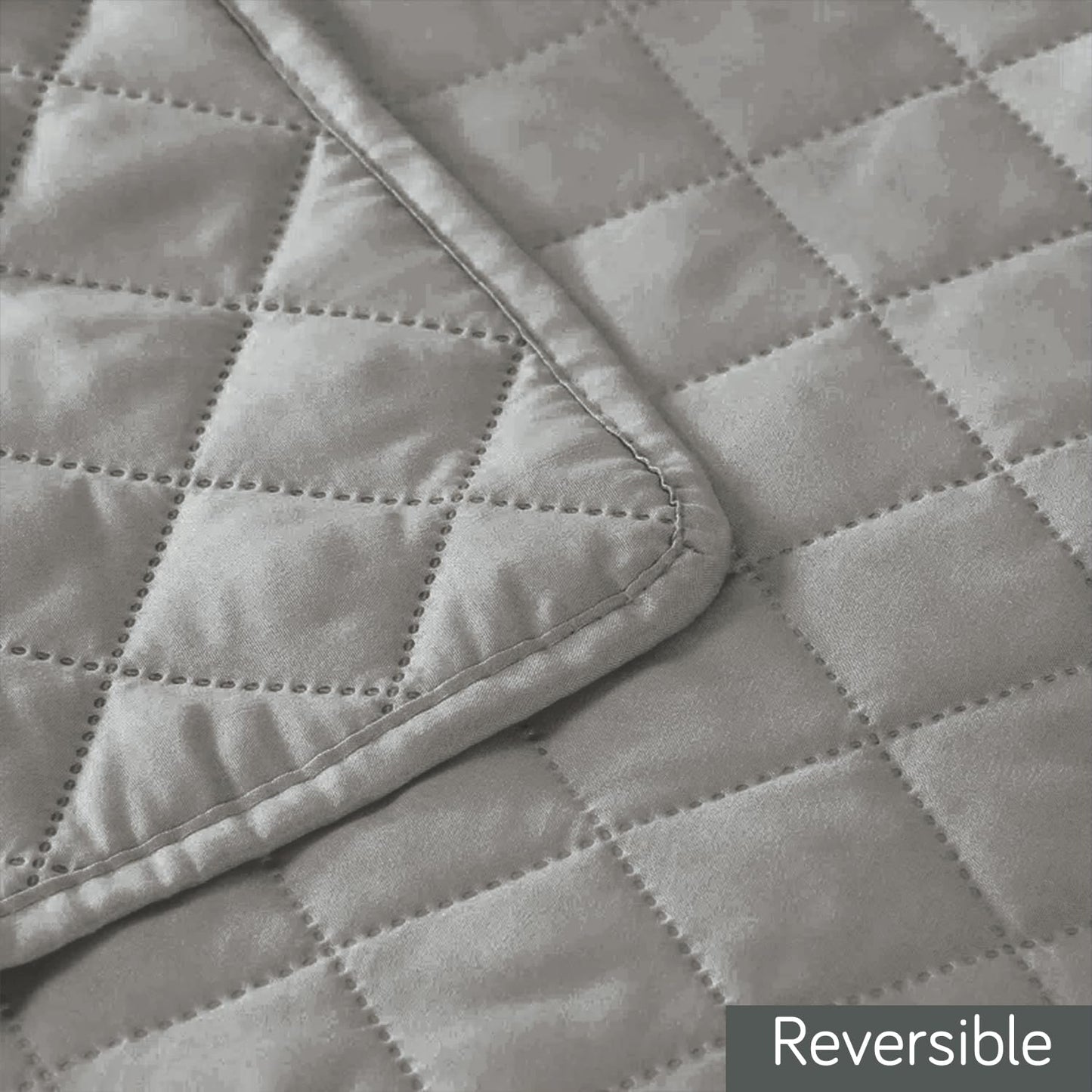 HOKIPO Quilted Reversible One Piece L Shape 4/5/6 Seater Sofa Cover Mat, Light Grey