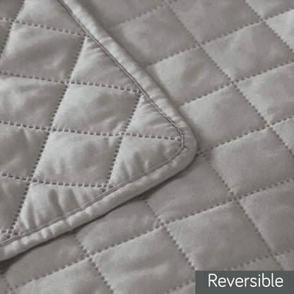 HOKIPO Quilted Reversible One Piece L Shape 4/5/6 Seater Sofa Cover Mat, Light Grey