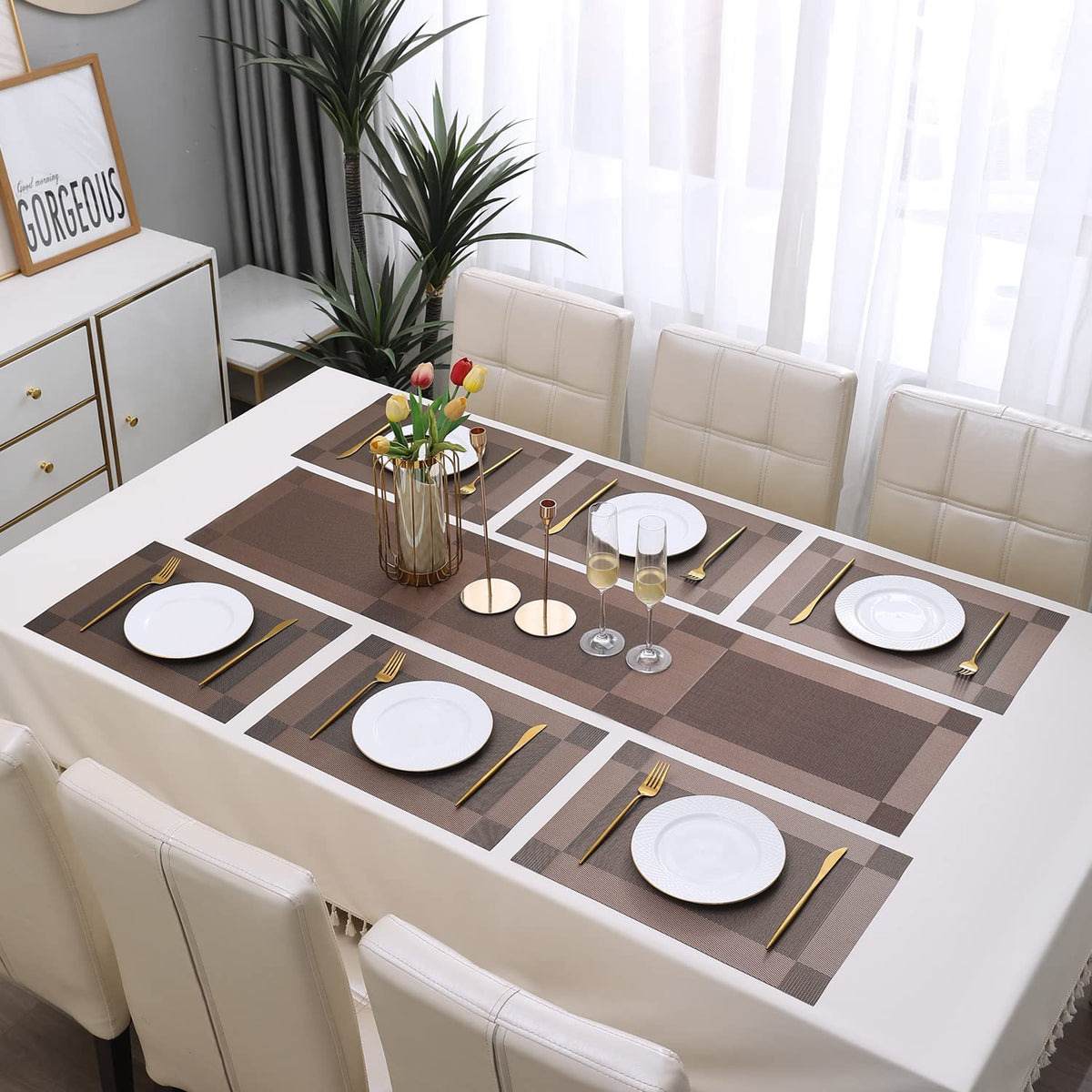 PVC Dining Table Mats, Dark Brown