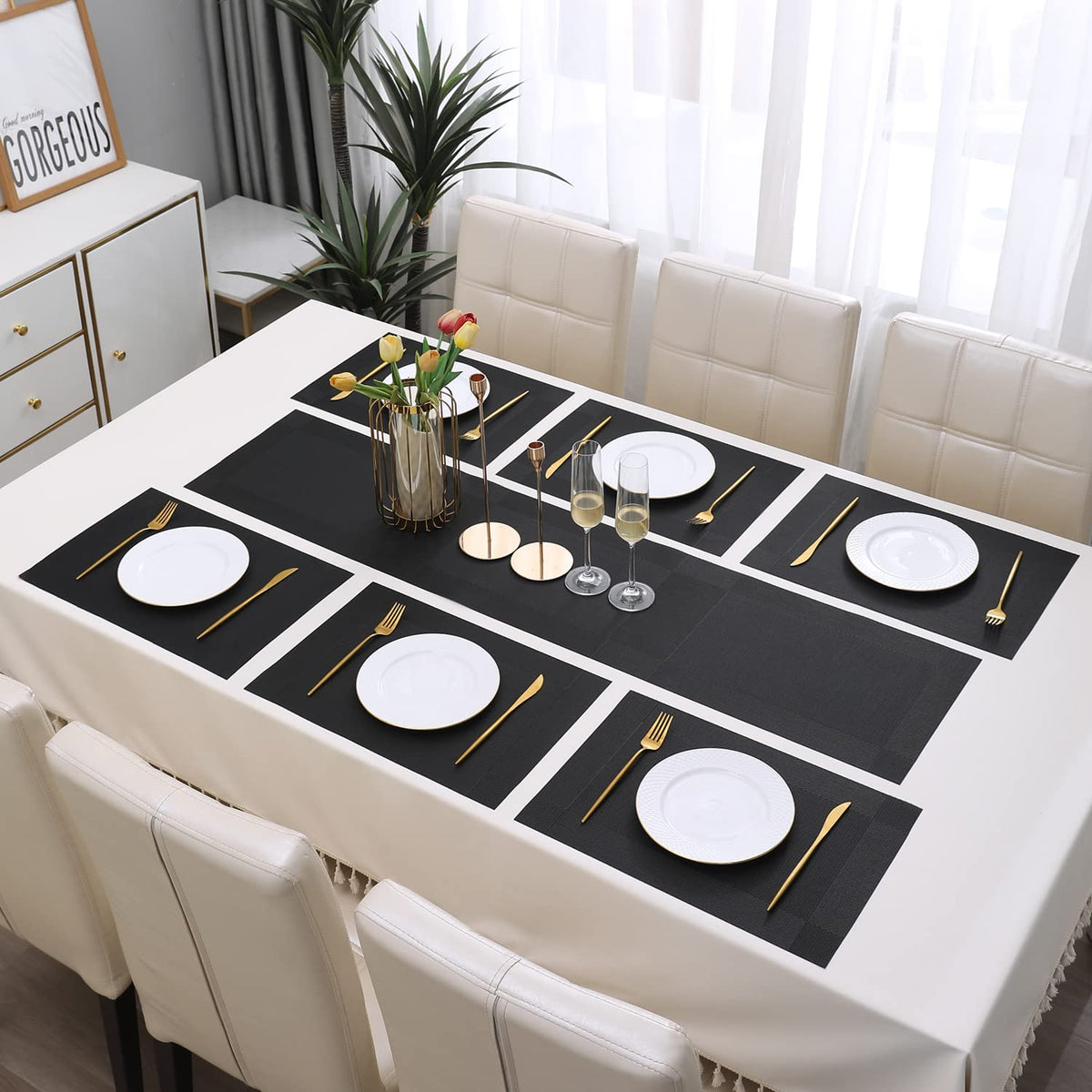 PVC Dining Table Mats, Black