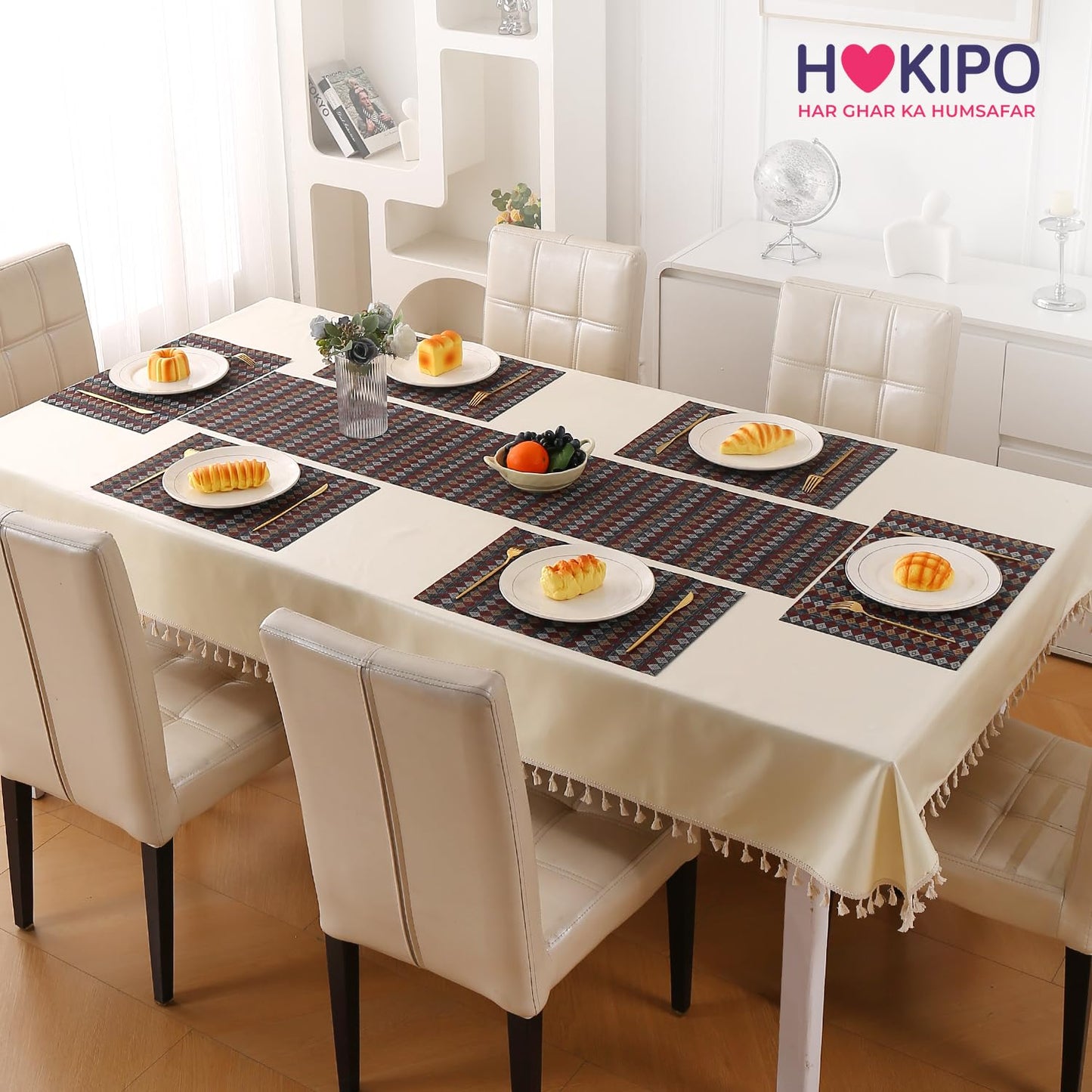 RhombusEcho Washable PVC Mats for Dining Table - Royal Maroon