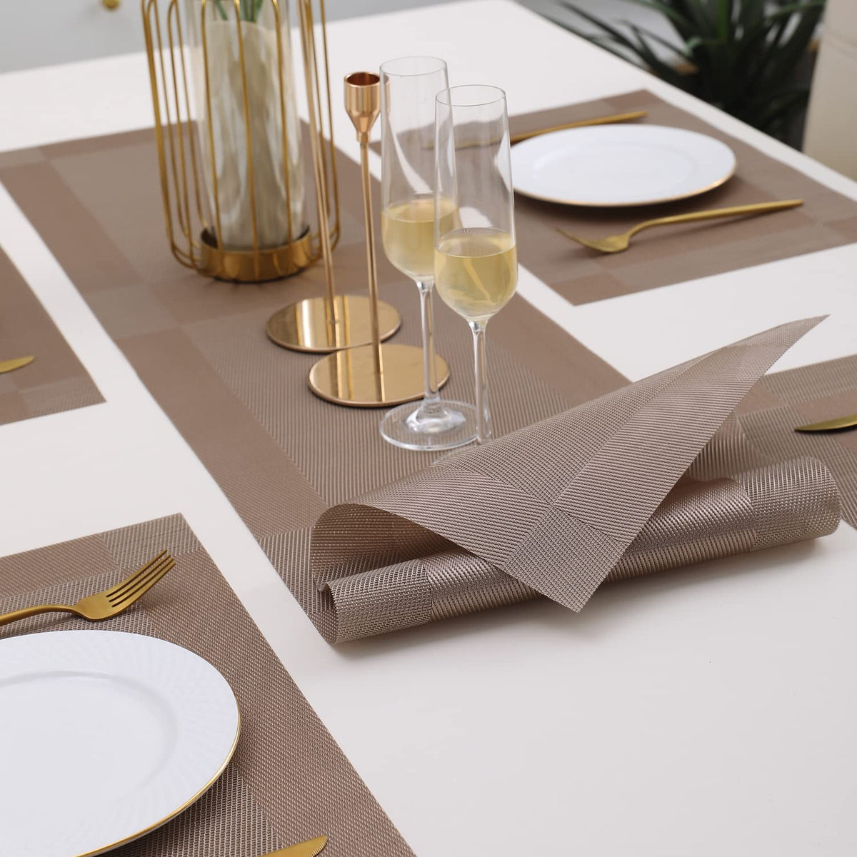 PVC Dining Table Mats, Copper Brown