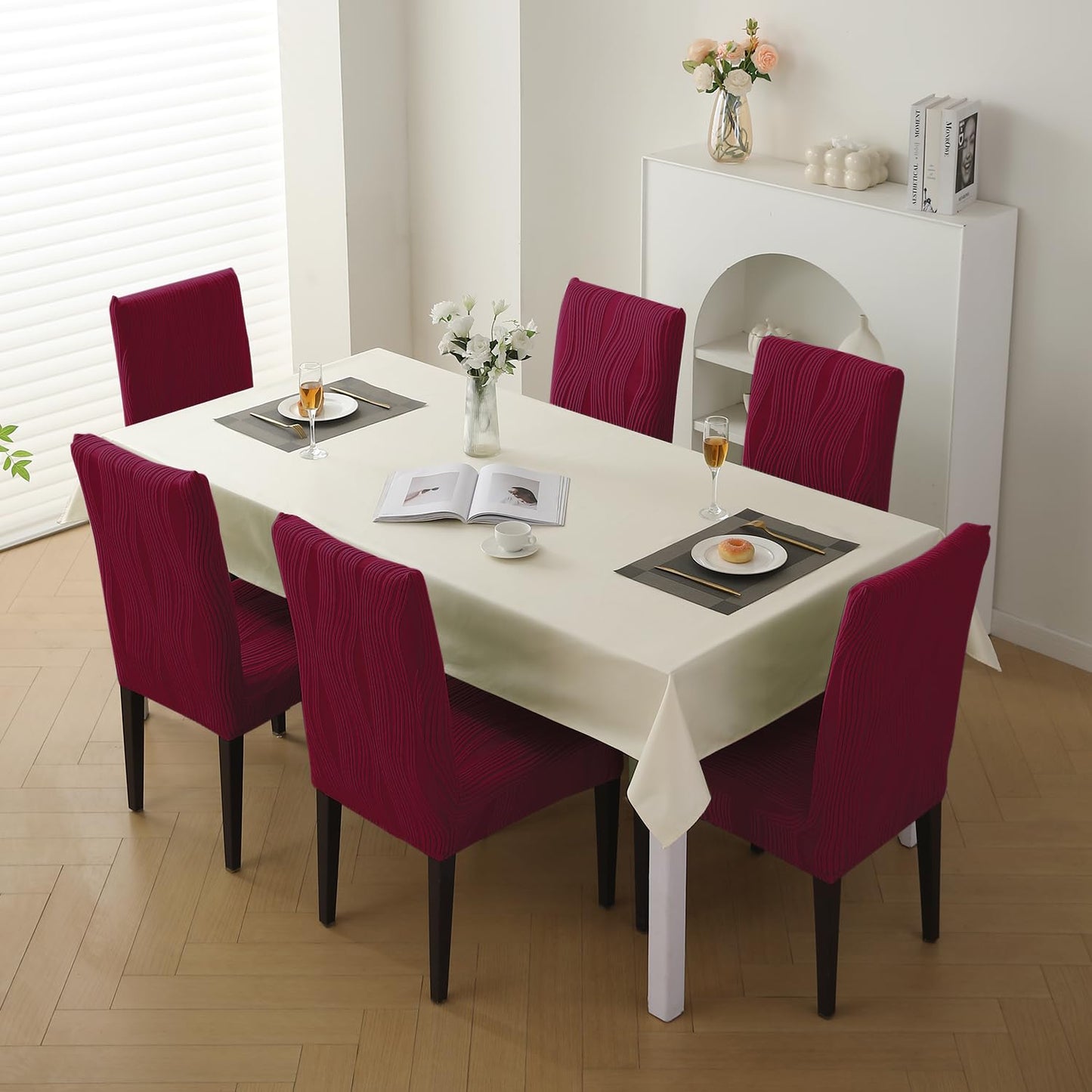 Nestiva Series Stretchable Knitting Jacquard Chair Cover - Burgundy