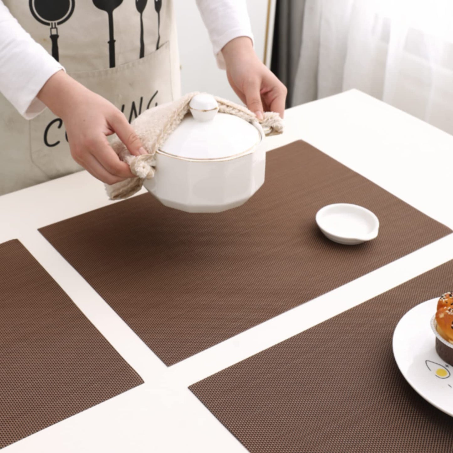 PVC Dining Table Mats, Brown