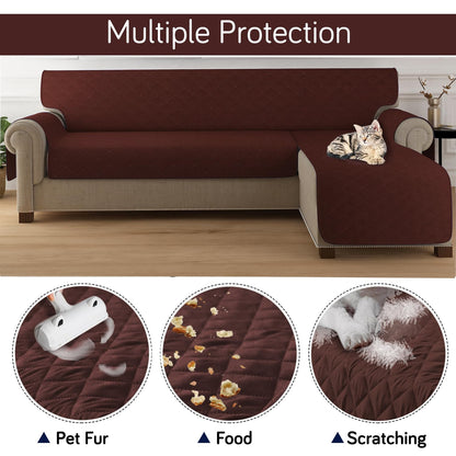 HOKIPO Quilted Reversible One Piece L Shape 4/5/6 Seater Sofa Cover Mat, Brown
