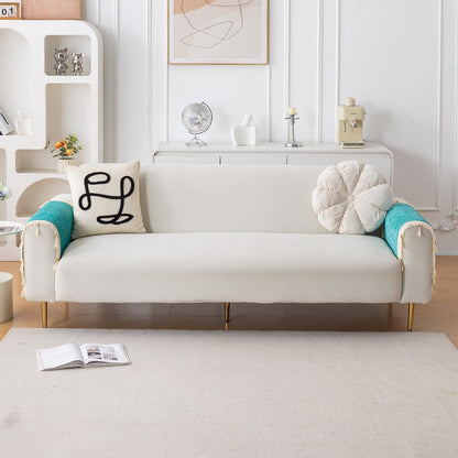 Serenity Tassel Chenille Sofa Cover with Tassel – Ocean Teal