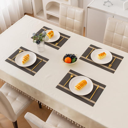 Chevron Stripes PVC Mats for Dining Table - Ebony Black