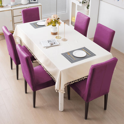 Elastic Stretchable Premium Velvet Dining Chair Cover, Purple