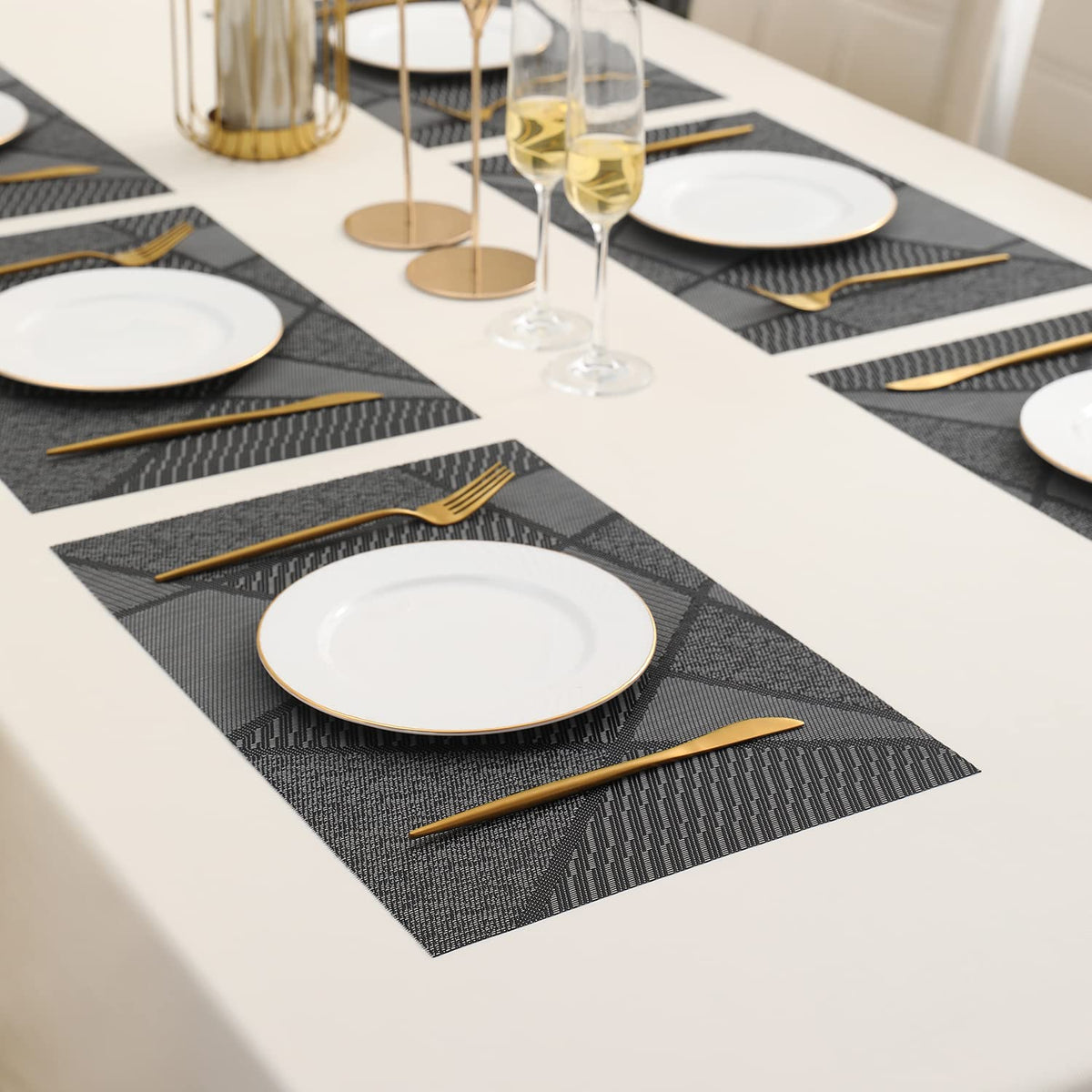 PVC Dining Table Mats, Abstract Black