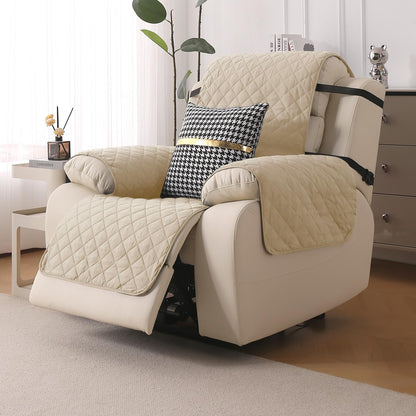 UrbanQuilt Recliner Sofa Slipcover Mat with Dual Belt for 1/2/3 Seater - Beige