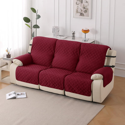 UrbanQuilt Recliner Sofa Slipcover Mat with Dual Belt for 1/2/3 Seater - Maroon