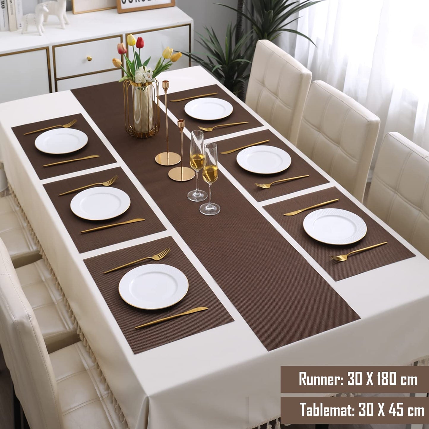 PVC Dining Table Mats, Brown