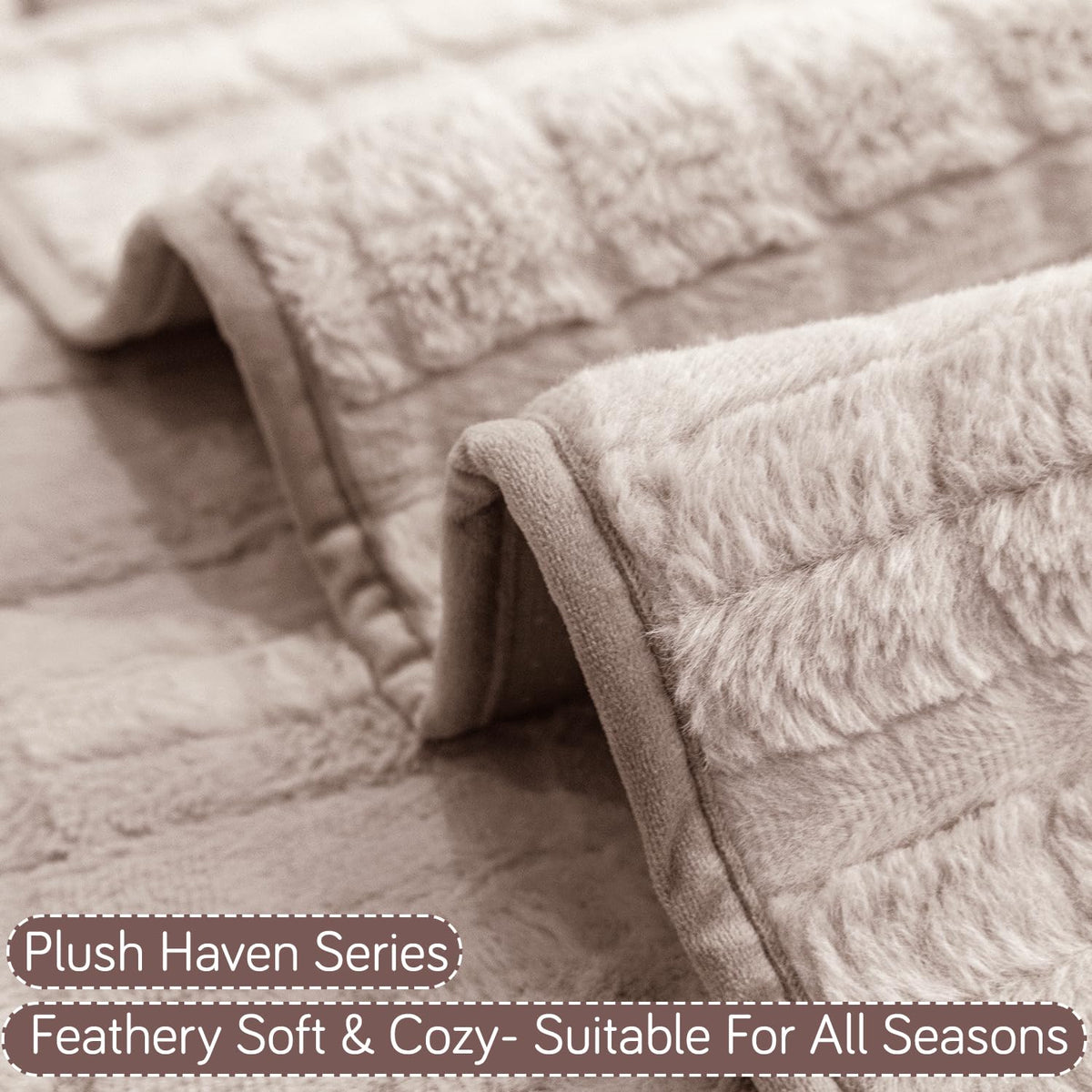 'Plush Haven' Premium Anti Slip Sofa Cover Mat, Beige