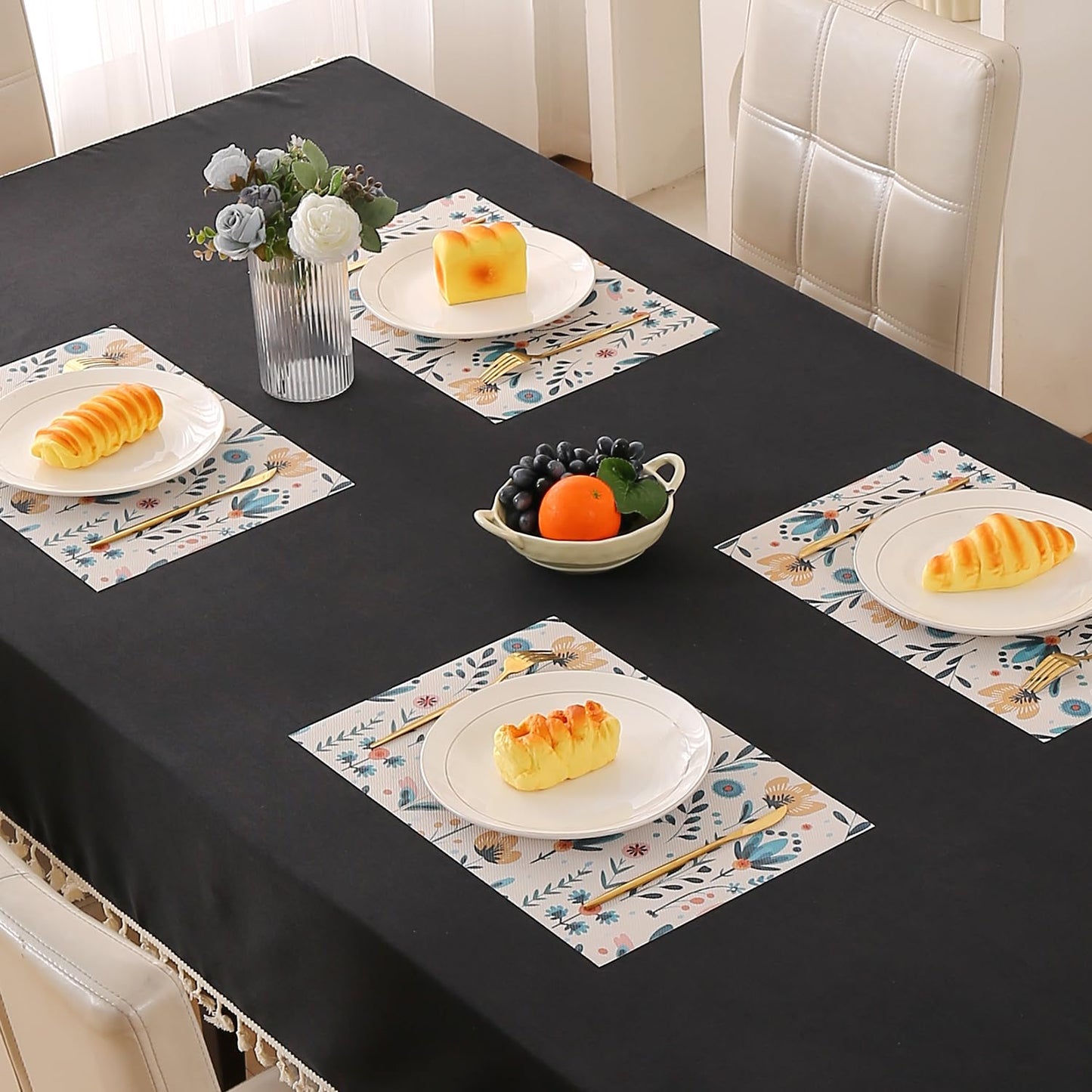 Artistic Flora PVC Washable Mats for Dining Table - Magnolia Champaca