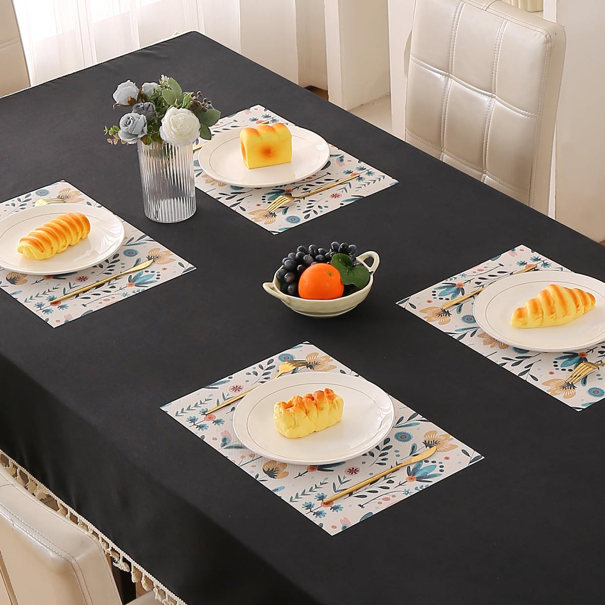 Artistic Flora PVC Washable Mats for Dining Table - Magnolia Champaca