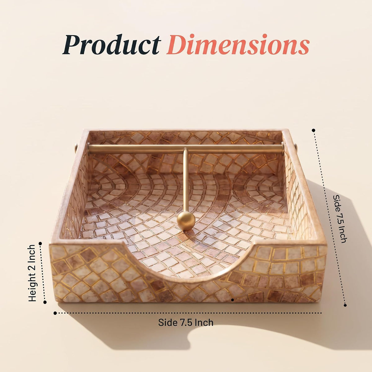 HOKIPO Napkin Holder for Dining Table, Engineered Wood, Meher Mosaic - image 4