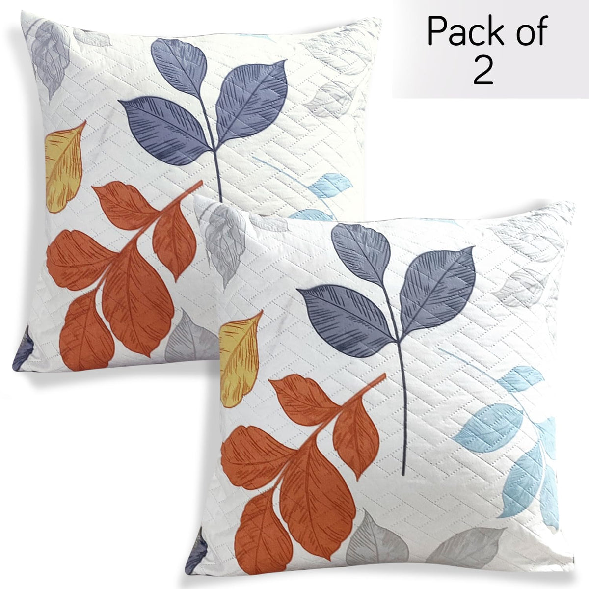Buy Multicolor Leaves Print Quilted Cushion Cover