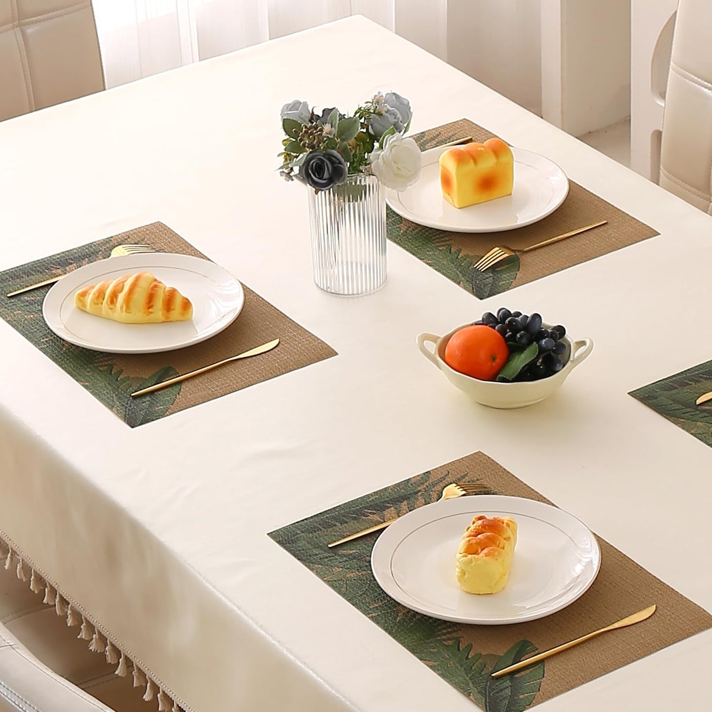 Botanical Tropic PVC Mats for Dining Table - Bird of Paradise Leaves