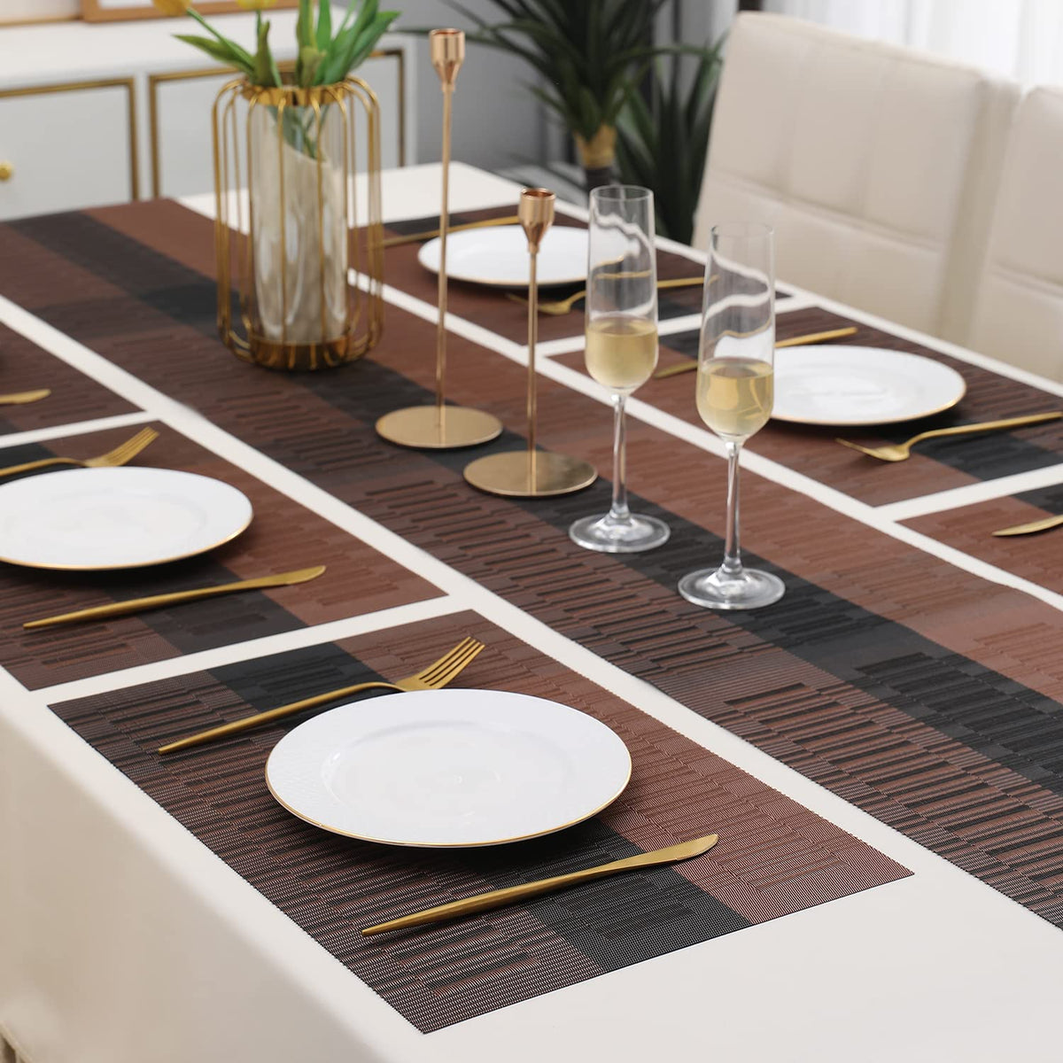 PVC Dining Table Mats, Metalic Brown