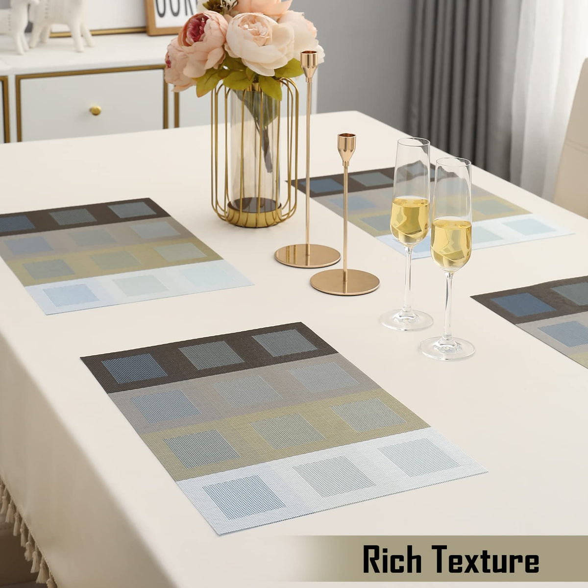 PVC Dining Table Mats, Gradient Blue