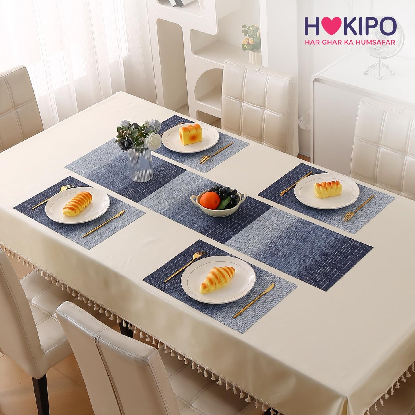 GradientHue PVC Mats for Dining Table - Ocean Hue