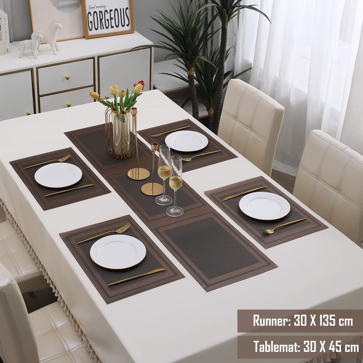 PVC Dining Table Mats, Copper Brown
