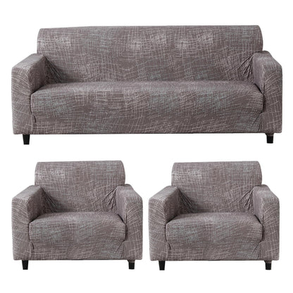 Abstract Lines Brown stretchable sofa cover 3+1+1 seater sofa cover