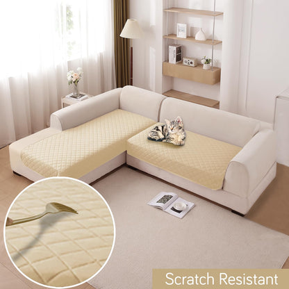 HOKIPO Waterproof Quilted Quick Dry L Shape Sofa Seat Cover Mat, Beige