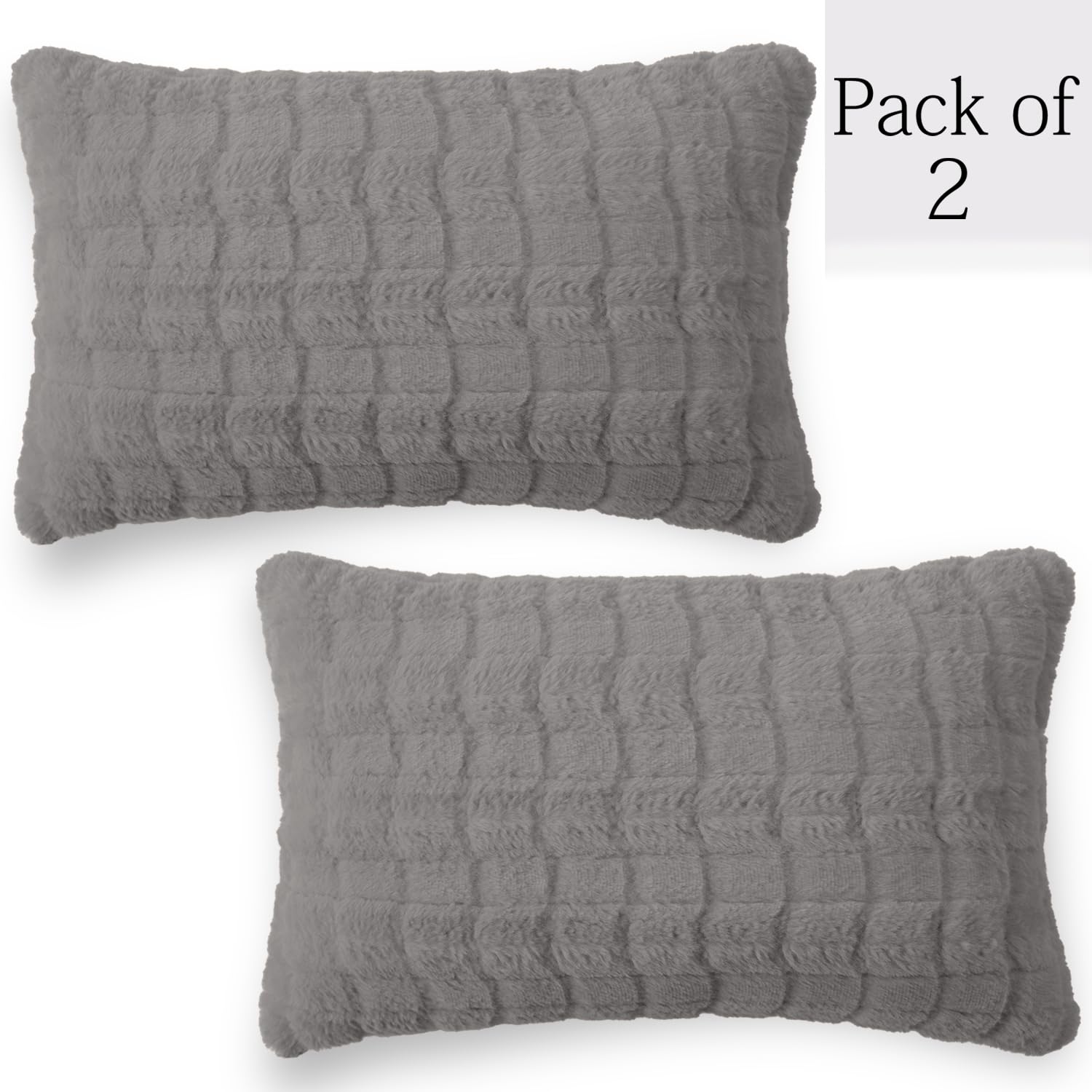 Buy Light Grey Colour Premium Zippered Plush cushion covers in set of 2